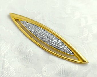 Vintage Brooch Rhinestone Crystal Goldtone Large