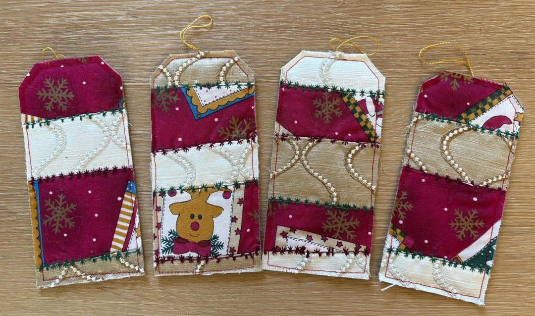 Christmas Fabric Gift Tags Set Of 4 Etsy