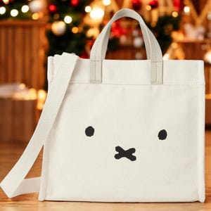 Miffy Kaninchen Canvas Tragetasche - Große Kapazität Crossbody für Mädchen, niedliche Cartoon Schultertasche