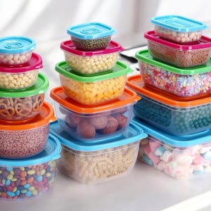 5pcs Plastic Food Storage Containers with Lids – Nesting Mixing Bowls for Kitchen, Fridge, Lunch - Meal Prep – Microwave - Freezer Safe