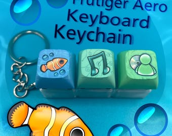 Frutiger Aero Style Clicky Keyboard Keychain