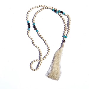 Howlite Mala Beads, Beaded Necklace, Meditation Beads, Bali Necklace, Bali Mala, Boho Jewelry, Bohemian Accessories, Handmade Necklace