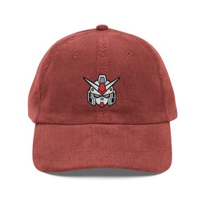 Gundam Robot Embroidered Cap | Anime Inspired Corduroy Hat | Minimal Japanese Style Cap | Gift for Him & Her | Gift for Anime Fans
