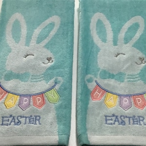 Easter Bunny Plush Cotton Towel Set: Blue Kitchen Decor