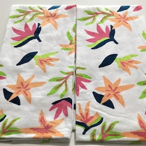 Tropical Flower Kitchen Towel Set: Thick Cotton, Rainbow Decor