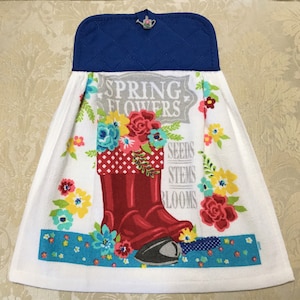 Spring Flowers Hanging Towel: Golashes Double Layer Kitchen Decor