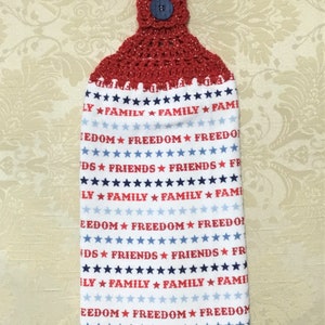 Patriotic Crochet Hanging Towel: Stars, Family, Freedom
