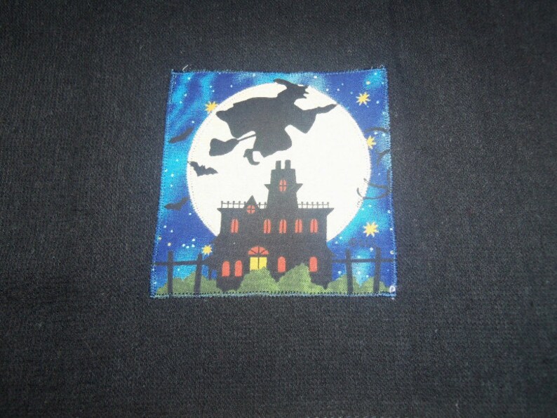 HAUNTED HOUSE HALLOWEEN Dbl. Layer Crochet Towel for kitchen or bathroom image 2