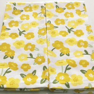 Golden Buttercup Flowers set of 2 thick cotton kitchen towels, dish towel, hand towel, flower lover gift, hostess gift, kitchen decor