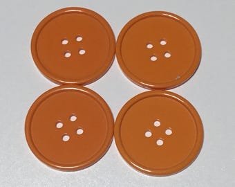 4 large pumpkin 1 1 /2" buttons, plastic buttons, craft buttons, knitting buttons, crocheting buttons, orange buttons, 4-hole buttons