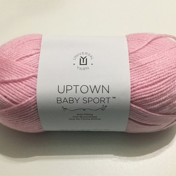 DISCONTINUED Pink Pearl Uptown Baby Sport yarn by Universal Yarns, pink yarn, acrylic yarn, #2 weight yarn, knitting yarn, crocheting yarn