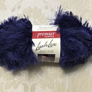 ROYAL LASH LUX Premier Yarn, fun fur, polyester yarn, for crafting, for knitting, for crocheting, scarves, garment trim, accessories, blue