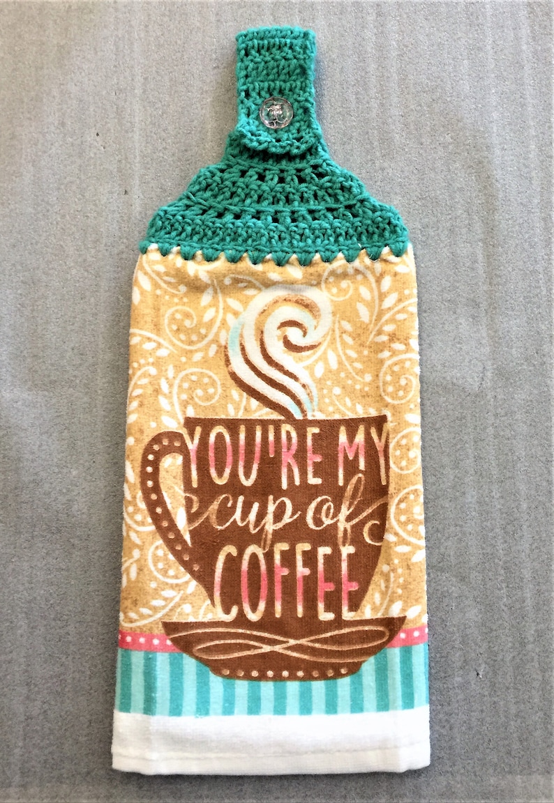 CUP OF COFFEE Double Layer Crochet Towel Hanging Towel Etsy