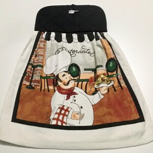 Italian Bistro Chef Hanging Towel: Double Layer Oven Door Decor