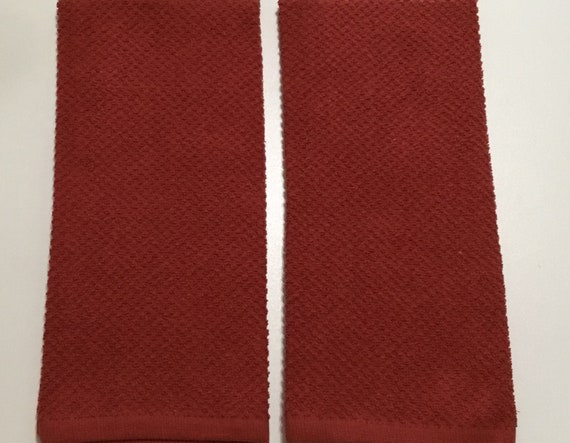 Red and Ivory Kitchen Towels, Set of 2 Kitchen Towels, Hand Towel