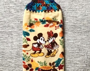 Mickey and Minnie Plush Crochet Hanging Towel: Fall Kitchen Decor