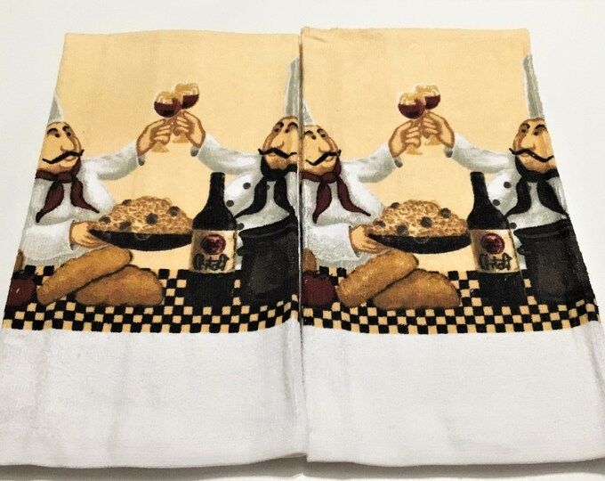 ITALIAN TWIN CHEFS Set of 2 Cotton Kitchen Towels, Dish Towels, Tea