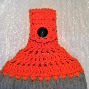 JACK-O-LANTERNS On GRAY Extra Thick Double Layer Hanging Crochet Towel, halloween towel, jack-o-lantern lover gift, hostess gift, housewarm image 6