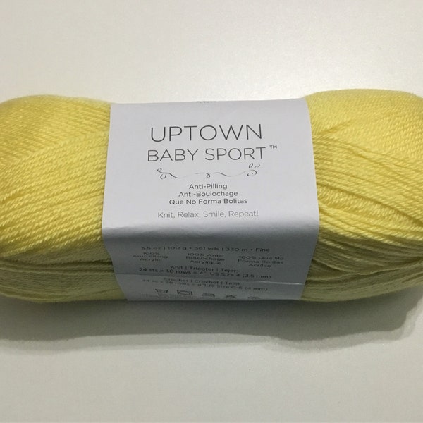 DISCONTINUED Lemonade Uptown Baby Sport yarn by Universal Yarns, yellow yarn, acrylic yarn, #2 weight yarn, knitting yarn, crocheting yarn