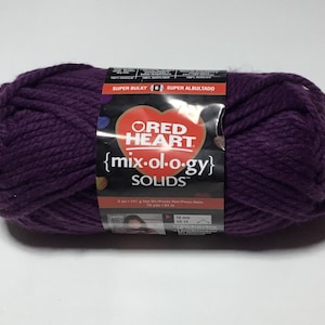 DISCONTINUED Plum Mix-ol-o-gy yarn by Red Heart, purple yarn, #6 weight yarn, acrylic yarn, knitting yarn, crocheting yarn, super bulky yarn