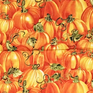 FALL PUMPKINS FABRIC, cotton fabric, quilting fabric, orange, for sewing, for crafting, fall decor