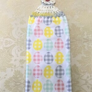 Plaid Easter Egg Hanging Towel: Thick Crochet Kitchen Decor