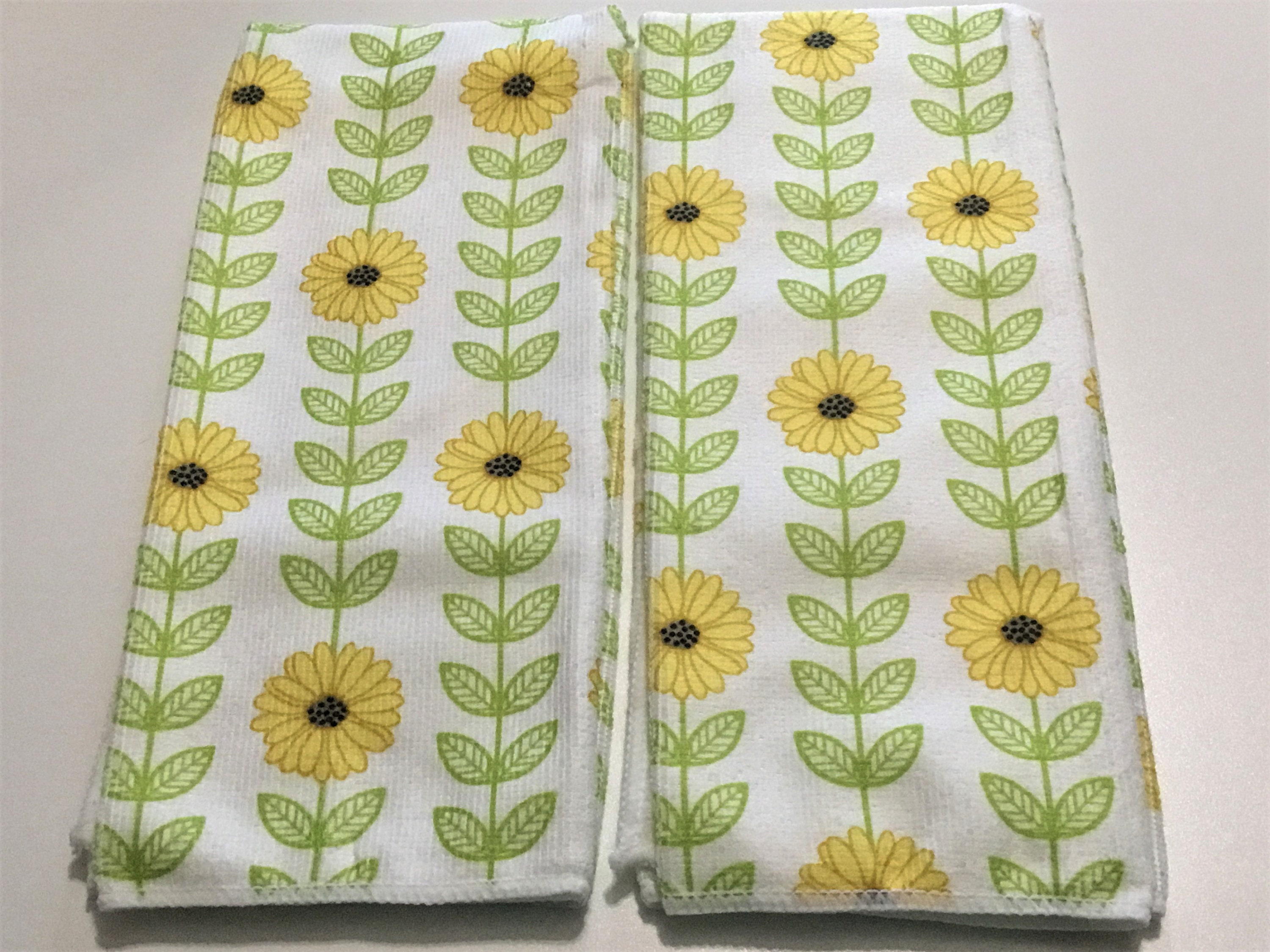 Set 2 Same Printed Thin Cotton Kitchen Towels (15 x 25) SUNFLOWERS  FLOWERS,HC