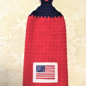 American Flag Crochet Hanging Towel: Patriotic Kitchen Decor