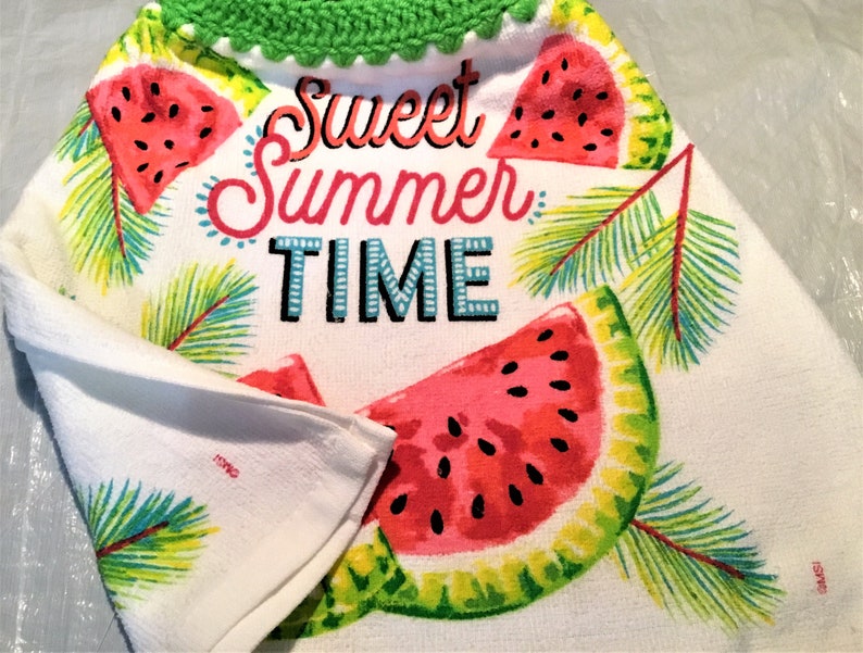 Handmade CROCHET TOP HANGING COTTON TOWEL Sweet Summer time melon Handmade CROCHET TOP HANGING COTTON TOWEL Sweet Summer time melon