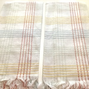 Primary colors checked set of 2 cotton linen kitchen towels, dish towel, hand towel, kitchen decor, hostess gift, housewarming gift
