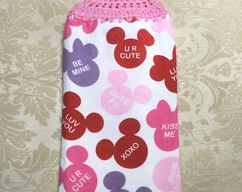 Minnie & Mickey Mouse Valentine Crochet Hanging Towel