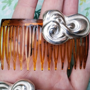 Vintage Sterling Silver Taxco Whimsical design hair Comb Set