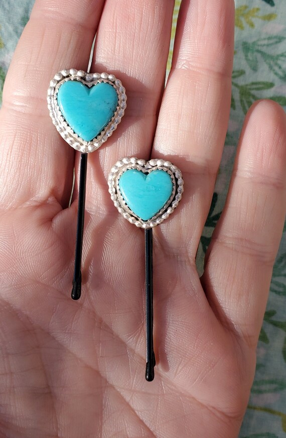 Vintage Turquoise and sterling silver hair clip Vintage Sterling Silver and Turquoise Hair Barrette+ | eBay main image 3