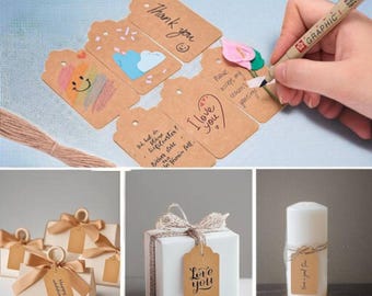 200 PCS Kraft Gift Tags with String – Blank Brown Paper Tags for DIY Crafts, Price Labels, Party Favors, Holiday Gifts & Scrapbooking