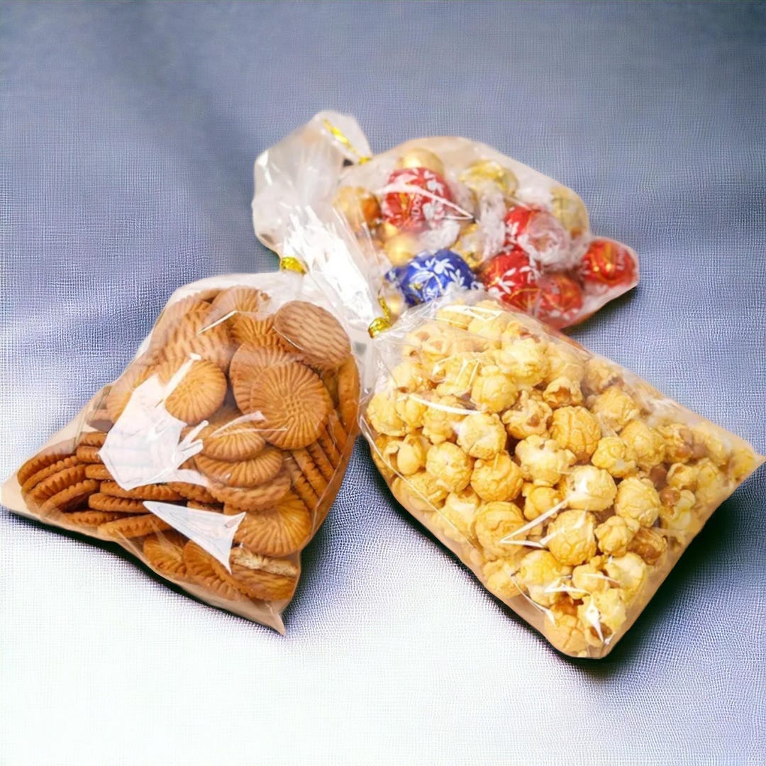Clear Cellophane Treat Bags With Twist Ties – 100 Pcs 6x10 Inch Plastic ...