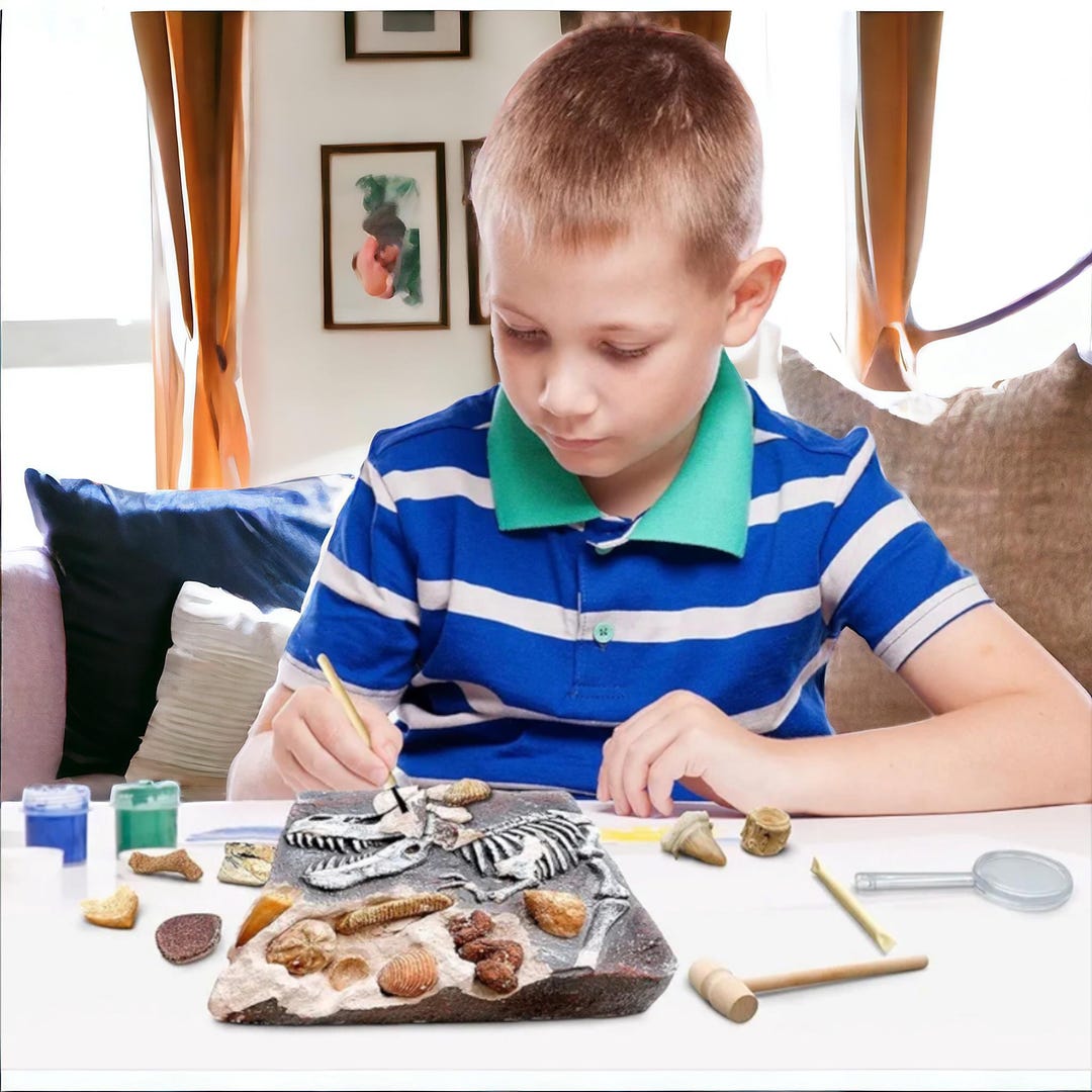 Fossil Dig Kit for Kids - Excavate 15 Real Fossils Including Dinosaur ...