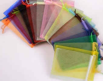 50pcs Colorful Organza Gift Bags – 3.54"x4.33" Satin Drawstring Pouches for Jewelry, Wedding Favors, Party Gifts, Watch & Craft Packaging