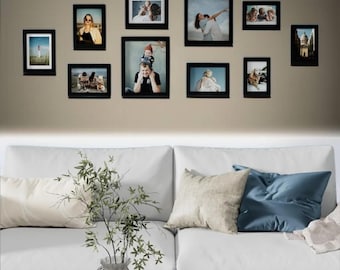 Black Picture Frame Set of 10 - Gallery Wall Frames for Photos 8x10 5x7 4x6, Collage Wall Decor, Multi Size Frames for Wall or Tabletop