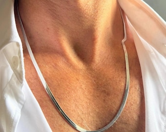 Collana da uomo in acciaio inossidabile con catena a serpente da 3 mm in argento
