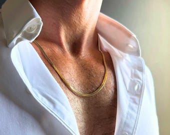 Collana da uomo in acciaio inossidabile con catena a serpente da 3 mm in oro