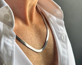 Collana da uomo in acciaio inossidabile con catena a serpente da 5 mm in argento