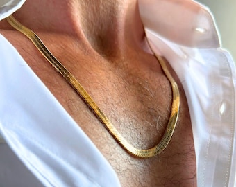 Collana da uomo in acciaio inossidabile con catena a serpente da 5 mm in oro