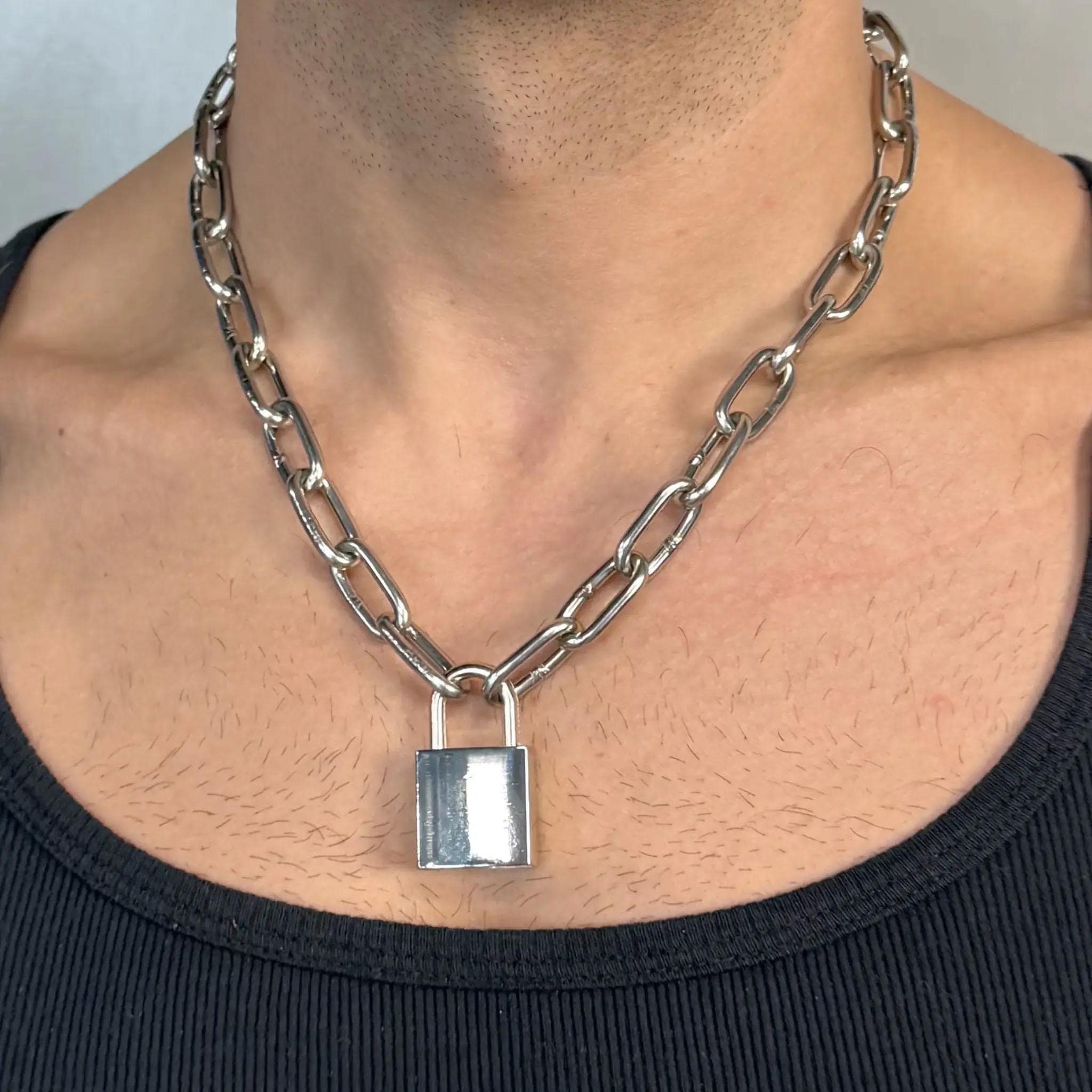 Silver Light Duty Padlock Chain Necklace | Minimalist Lock Chain
