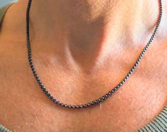 Collana da uomo in acciaio inossidabile con catena Rolo nera