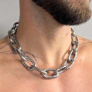 Collana girocollo da uomo in acciaio inossidabile resistente / Spessore 6 mm, stile industriale