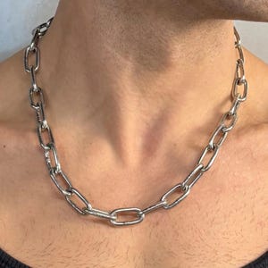 Collar de cadena industrial de acero inoxidable para hombre / Eslabones de 3 mm de grosor