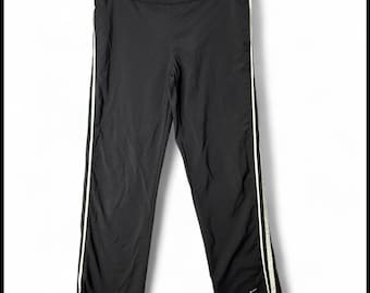 Pantalones deportivos Nike vintage con rayas blancas y negras para mujer, talla L 12 14