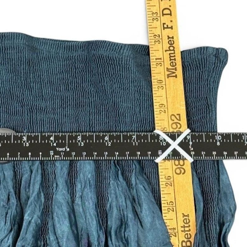Anthropologie Lapis Smocked Strapless Bubble Dress Skirt OS Teal Boho Fairygoth image 8
