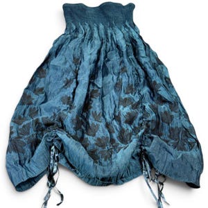 Anthropologie Lapis Smocked Strapless Bubble Dress Skirt OS Teal Boho Fairygoth image 3