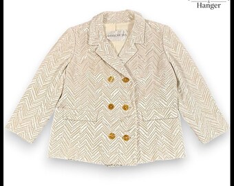 Vintage Ransohoffs Womens M Cream Chevron Metallic 60s Luxury Betsy Bates Jacket